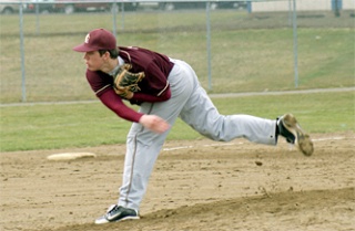 Relief pitcher Justin Virdell attempts to strikeout  Archbishop hitters.