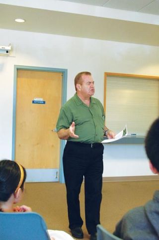 Public works director Len Olive discussed the coming improvements to the Arlington skate park.