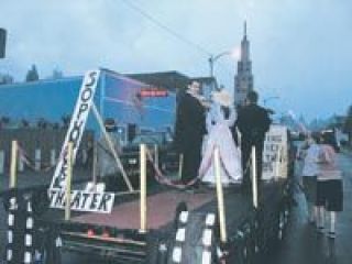 The Arlington High School Sophomore Class float received a third-place award in the Homecoming parade for recreating the skyline of New York City