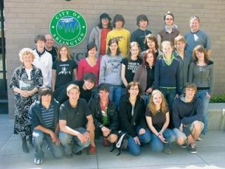 Arlington Mayor Margaret Larson met with 20 high school students and two teachers from Stuttgart