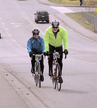 The Tilleys are some of the last bikers to return to Arlington after a 47 mile loop on the McClinchy Bike Ride presented by BIKES of Snohomish County March 21.