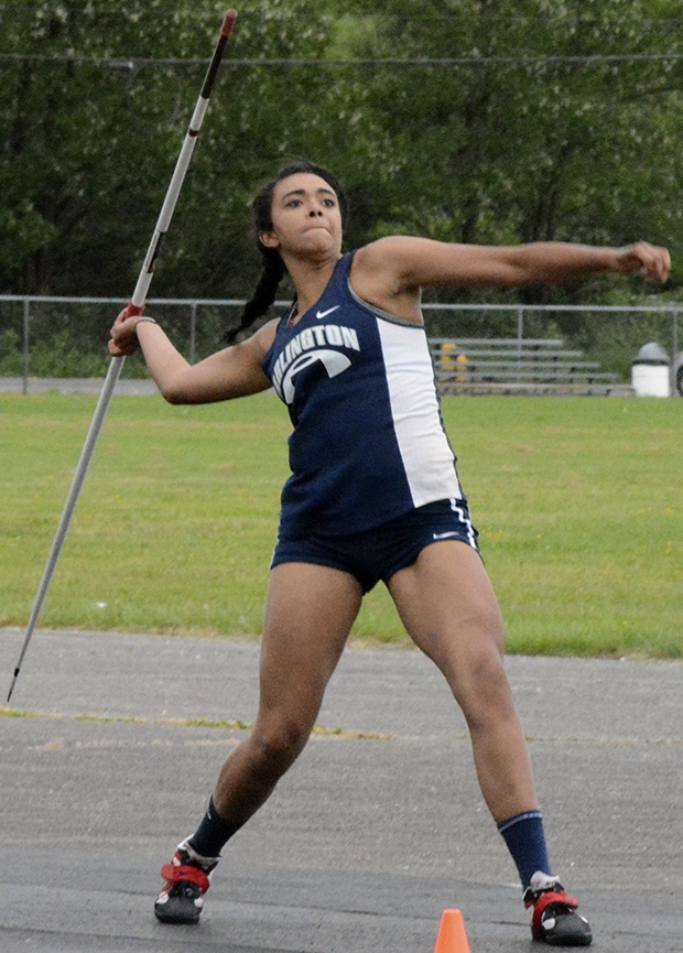 Brandon Adam/Staff PhotoArlington’s Jayla participates in the javelin during the 3A district preliminaries.