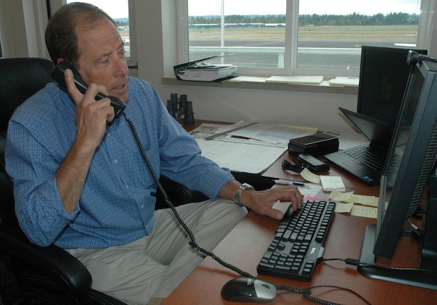 Even when phone calls and correspondence keep him tied to his desk