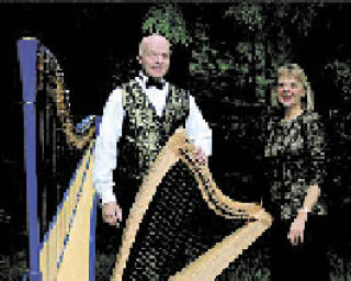 Bronn Journey plays harp and his wife Catherine will sing in a special concert to raise money and food for the Arlington Food Bank just in time for Thanksgiving. The concert starts 7 p.m. at the Byrnes Performing Arts Center Thursday