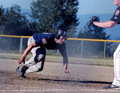 Tre Mendenhall jumps back on a pickoff throw to first base.