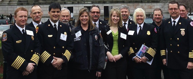 Arlington Fire Chief Bruce Stedman and Arlington City Council member Jesica Stickles joined the Washington Fire Chiefs and Washington Fire Commissioners Association in visiting Olympia on their Legislative Day on Feb. 11.