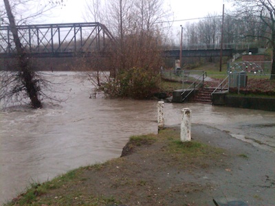 The Stillaguamish River at Arlington reached flood stage on Nov. 23.