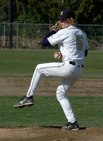 Arlington’s Tyler Wendland ultimately couldn’t hold the line against Marysville’s hitters during their April 29 match-up on Arlington’s home turf.