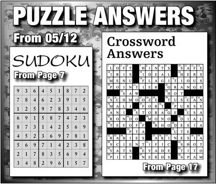 Puzzle Answers inadvertently left out of the 05/19/2010 issue.