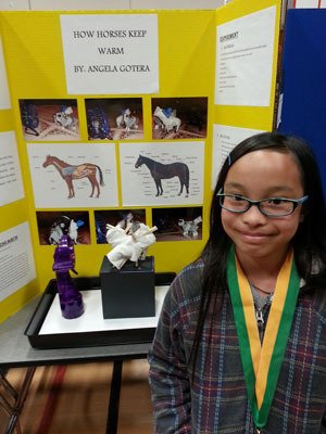 Pioneer Elementary student Angela Gotera was so inspired by her project on “How Horses Keep Warm