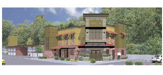 The proposed design for the remodel of Arlington’s Fire Station 46 in downtown Arlington designed by Carletti & Architects P.S. features cornices and brick with awnings to create a modern look reminiscent of Arlington’s historical buildings.